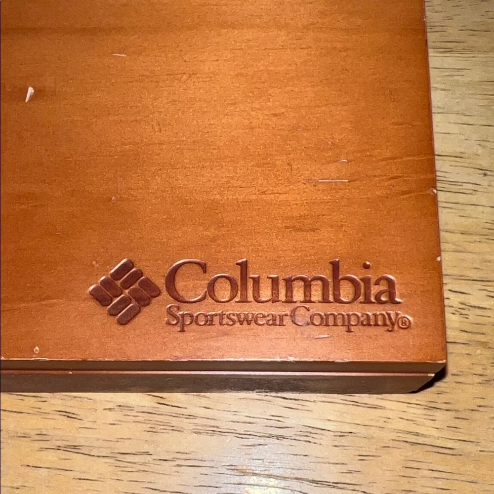 Columbia Wooden Storage Box in Brown and Dark Brown